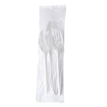 Boardwalk Three-Piece Cutlery Kit, Fork/Knife/Teaspoon, Mediumweight, White, 250PK BWK3KITWHPS
